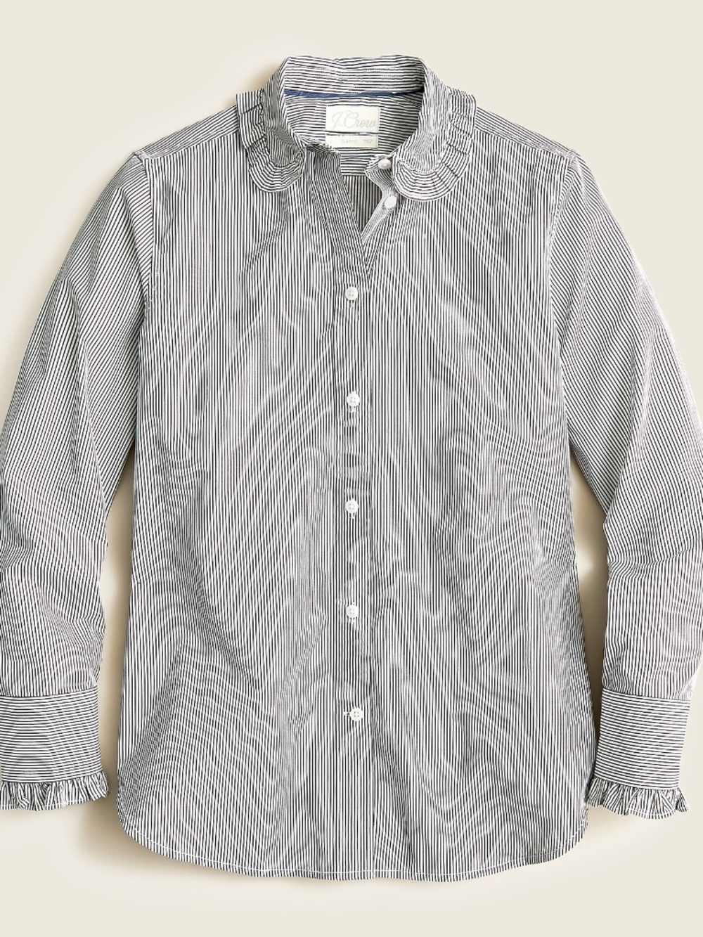 J. Crew Ruffle Collar Striped Blouse